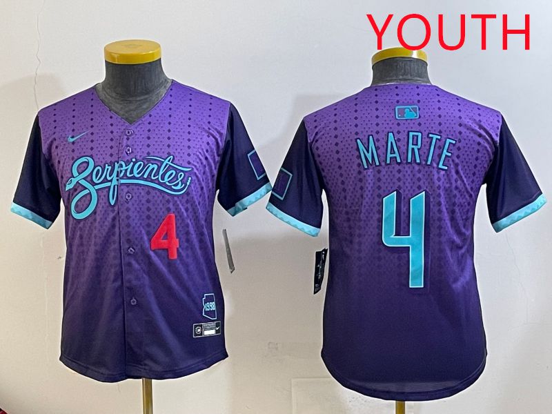 Youth Arizona Diamondback 4 Marte Purple Joint Name 2025 Nike MLB Jersey style 32